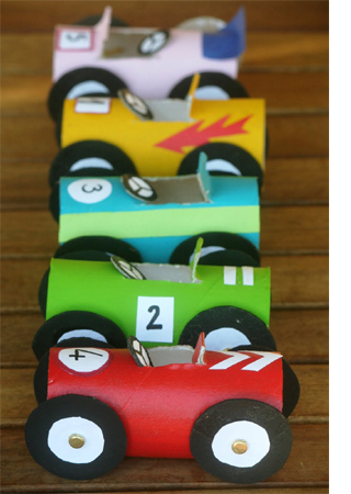 Kids Crafts - Toilet roll racing cars