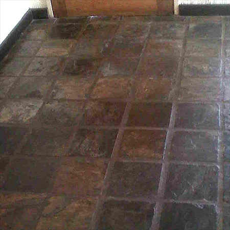 Clean and strip slate tiles built up layers of wax polish