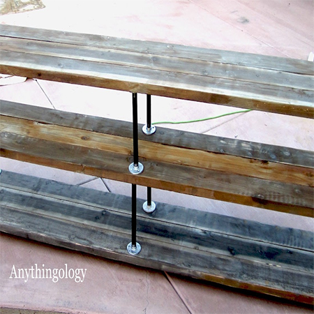 scaffolding plank reclaimed wood console table bench galvanised pipe