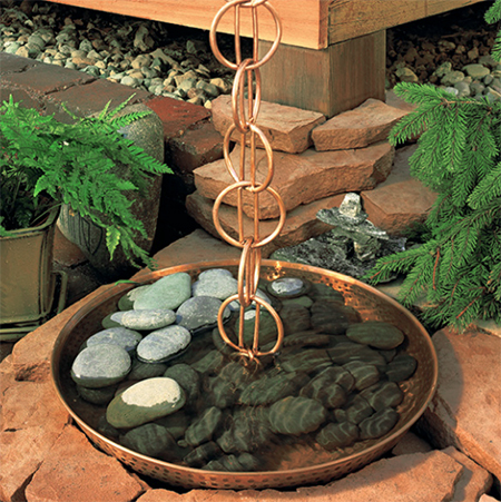 copper bowl garden rain chain decor