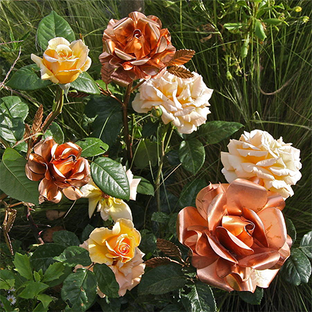 copper sheet garden plant stakes decor roses