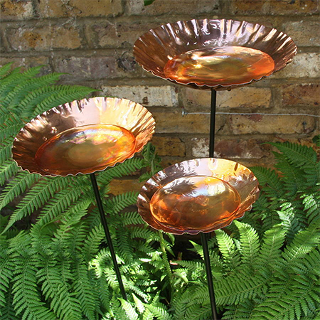 copper sheet garden plant stakes decor water bowls