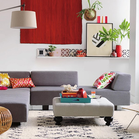 how to add bold pops of bright colour to living room spaces decor accessories