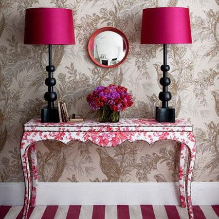 decorate bold bright colours fabric covered furniture