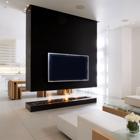 fireplace tv wall room divider partition for open plan living space