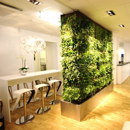 living room divider partition with vertical garden