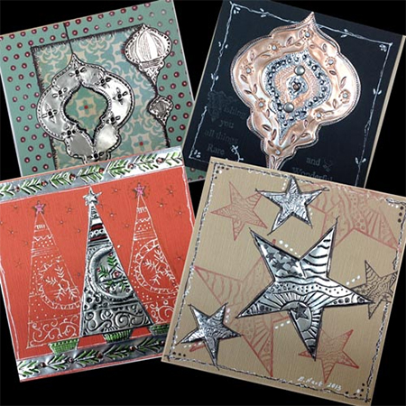 use recycled aluminium aluminum tins cans to embellish greeting cards