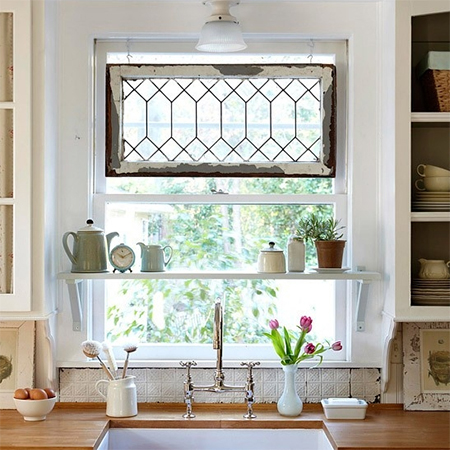 reclaimed salvage old window frame decoration kitchen