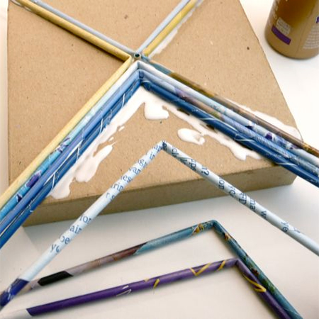bend rolled magazine tubes to cover an old shoebox for kids craft project ideas