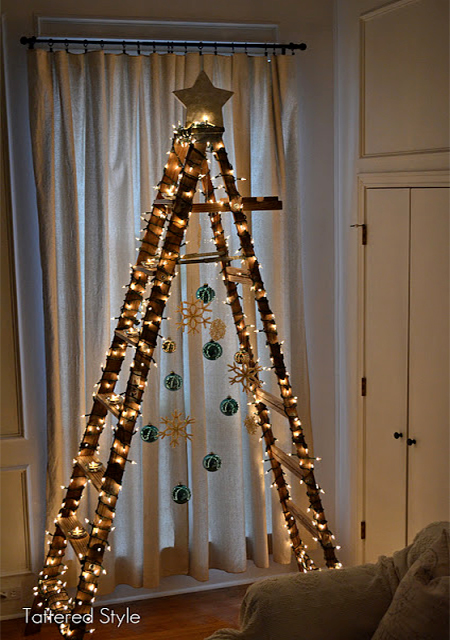 alternative stepladder christmas tree decorating ideas