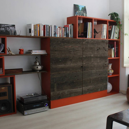 reclaimed timber wood tv console panelling ideas