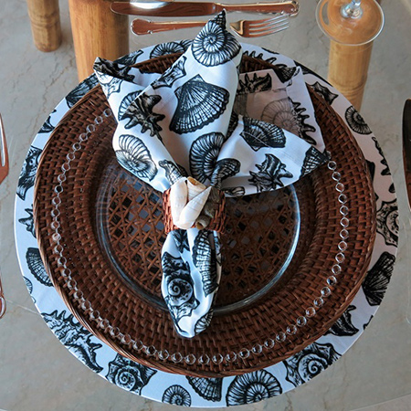 diy make coastal style fabric wrapped charger plates