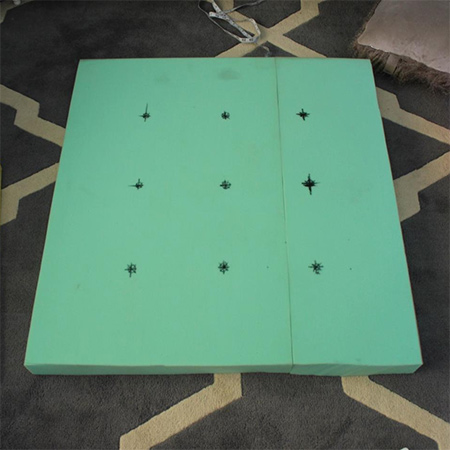 A good layout for this size of ottoman is 9 holes placed 230mm apart.  