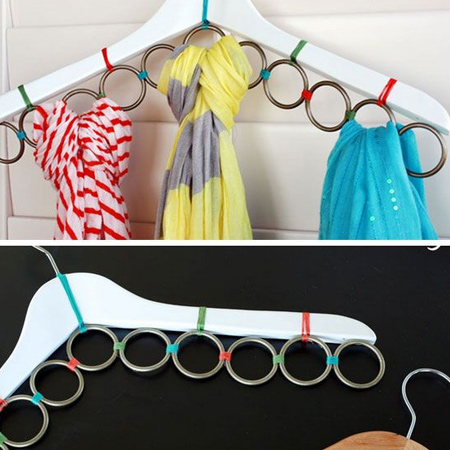 curtain rings for scarf rack for space saving closet ideas