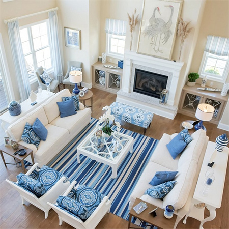 ideas decorating with blue accessories for living room