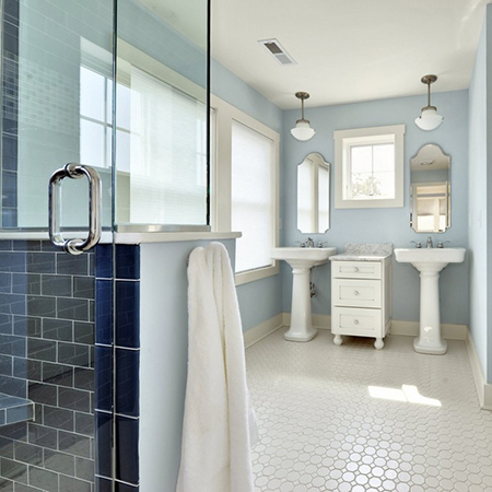 ideas decorating with blue paint for clean fresh bathroom