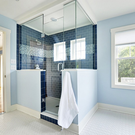 ideas decorating with blue tiles for clean fresh bathroom