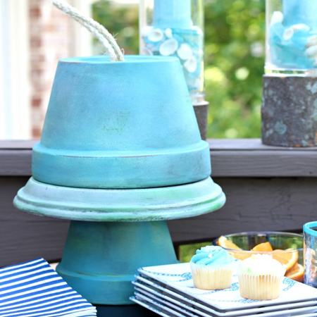terra cotta pots to make cupcake stand for entertaining