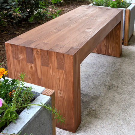 pine plank garden bench