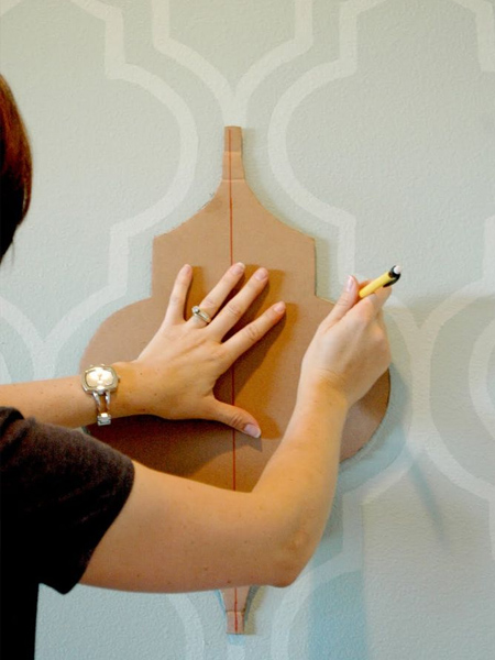 recycle cardboard box into template for stencil design for wall stencilling