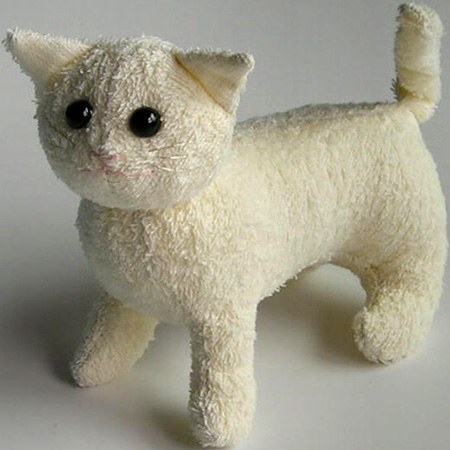 recycle old towel into cute kitty soft toy for child