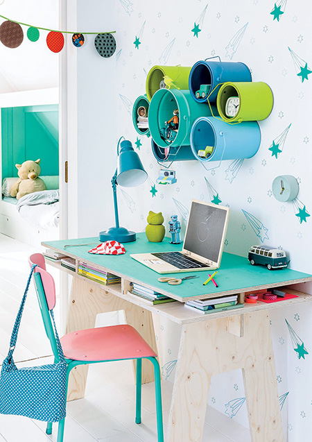 plywood wall mounted desk for child study bedroom