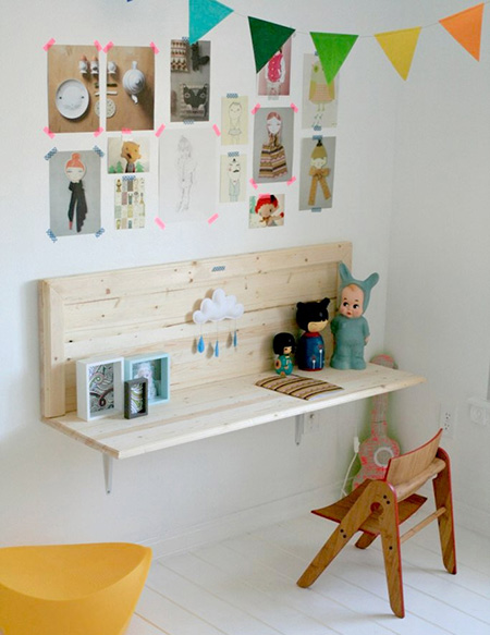 plywood desk shelf childrens bedroom design ideas