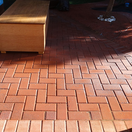 concete pavers installed on outdoor entertainment area