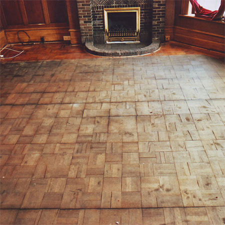 restore parquet floor with sanding and sealer
