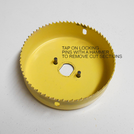 The locking pins hold the hole saw securely in place and reduce the possibility of slippage when in use.