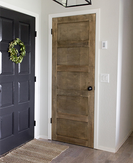 Plywood or MDF strips applied to interior doors add a new level of detail to plain hollow core doors