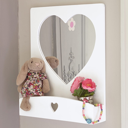 Heart mirror for little girl's bedroom - have mirrors cut to size at builders