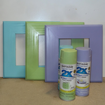 Trio of colourful 1-hour picture frames rust-oleum 2X spray paint