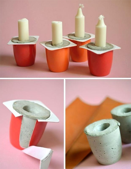 Cement candle holders for party or special occasion