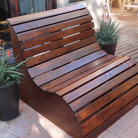 Garden love seat pine slat outdoor bench