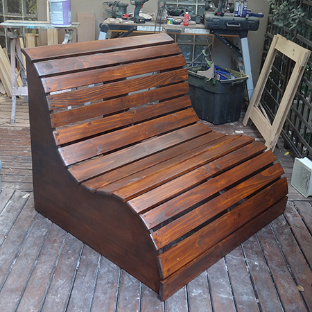 Garden love seat pine slat outdoor bench