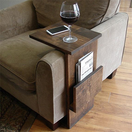 Armchair tray for drinks, books or magazines