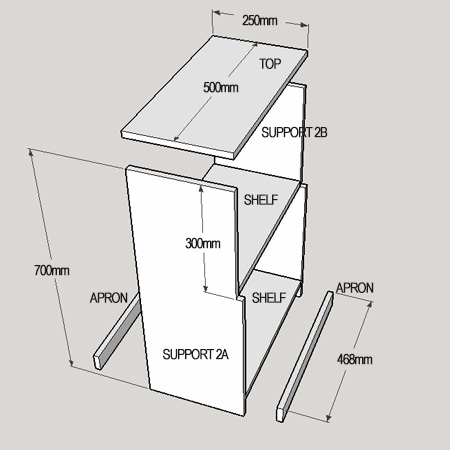 5. Insert the outer side section (SIDE 1B) and secure by drilling two 3mm countersunk pilot holes through the supports and into the edges of the sides and drive in 40mm screws.