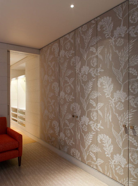 Dress up closet doors with fabric, wallpaper or panelling