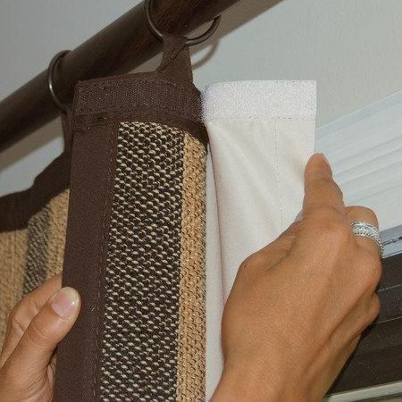 velcro strips to add a backing to curtains for winter