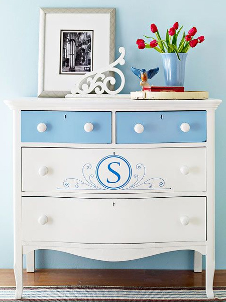 Step out of the box a little if you want to paint a piece of furniture with eye-catching appea