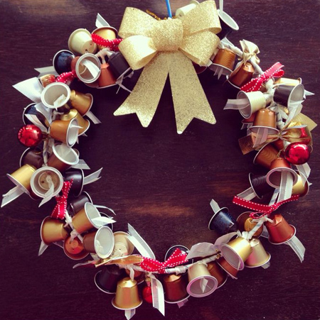 Fairy lights and festive wreaths are another way to use Nespresso capsules