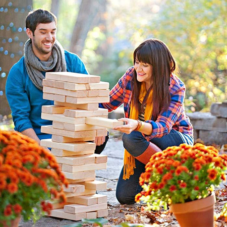 DIY giant jenga game for outdoors