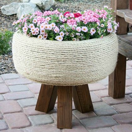 ideas for using old tyres outdoors in the garden