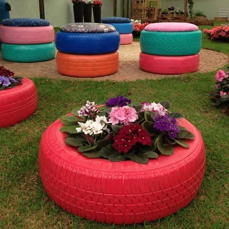More ideas for using old tyres in the garden