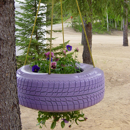 More ideas for using old tyres outdoors in the garden
