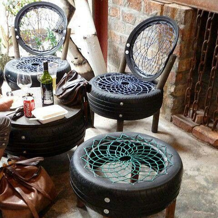 ideas for using old tyres outdoors in the garden for seating
