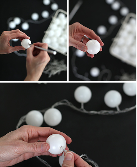 To add a fun element to any party or celebration, simply cut an 'X' shape in the ping pong ball with a craft knife to pop over the LED globe.