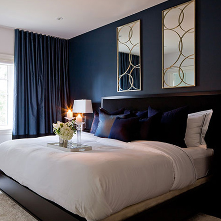 From aubergine to deep blue, dark colours create a romantic setting that, when dressed up, look elegant and sophisticated. However, limit the use of darker colours in a small bedroom, as these have the effect of making a room appear smaller. If you want to add drama to a small bedroom, paint a single wall or a panel in a dark hue. 