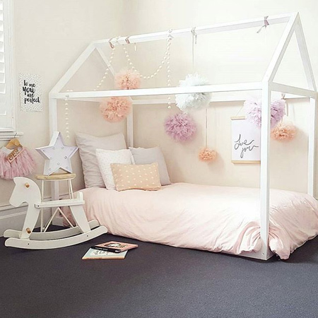 decorating ideas dreamy bedroom for little girl with house frame bed